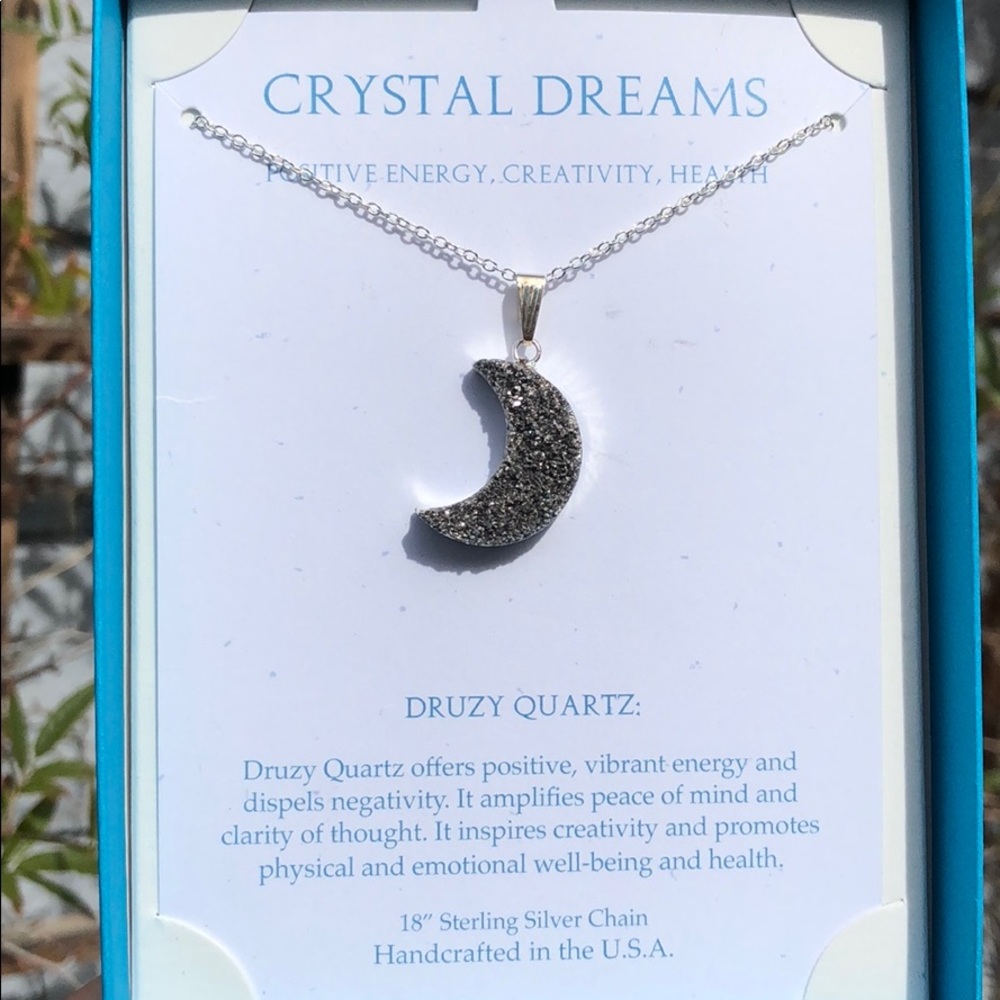 Druzy moon necklace
